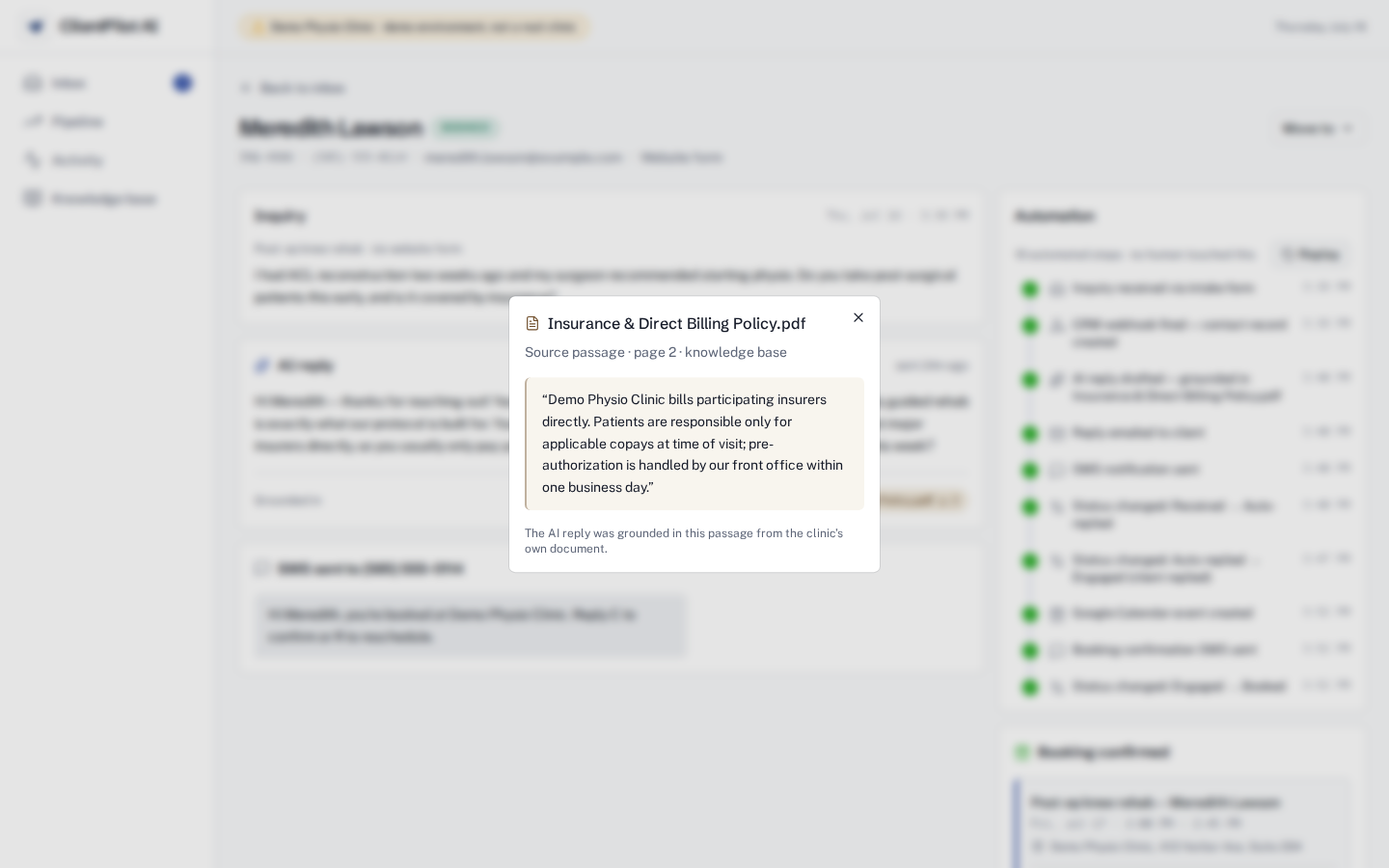 Source passage dialog