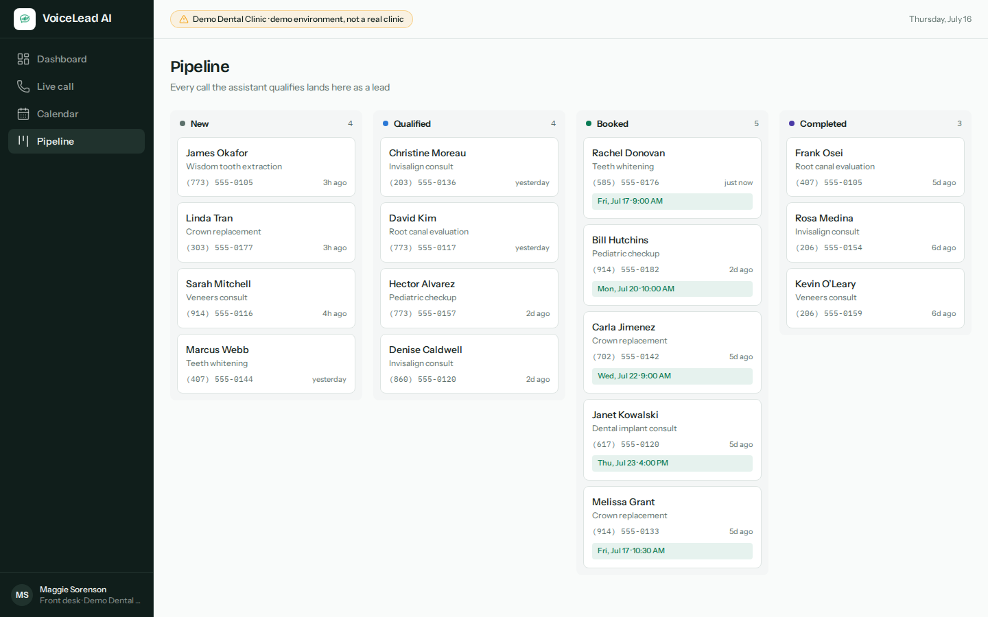 CRM pipeline with the new lead